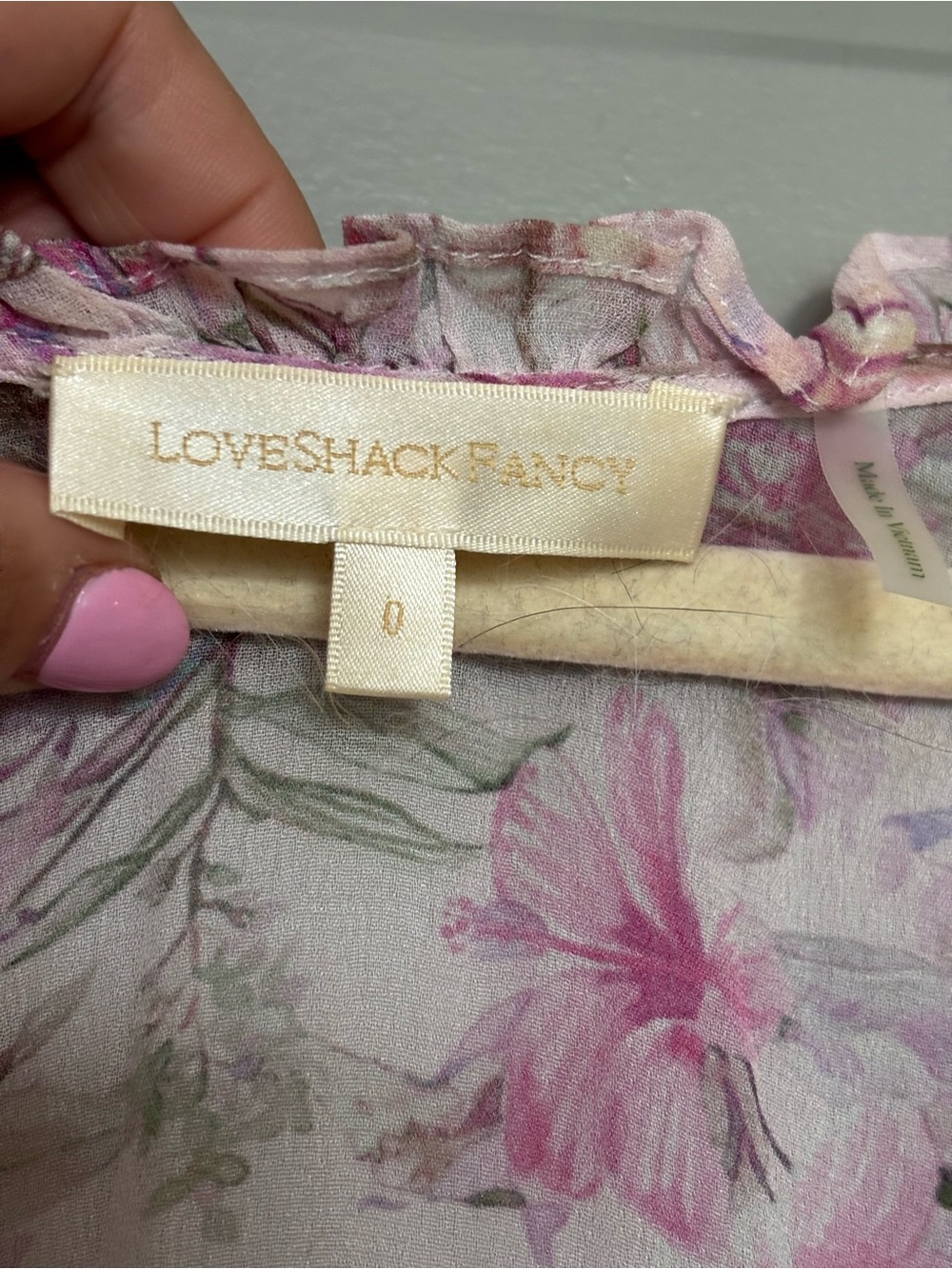 LOVESHACKFANCY Russ Silk Floral Print Mini Dress. Pink, Blue and Yellow print. - Picture 16 of 16